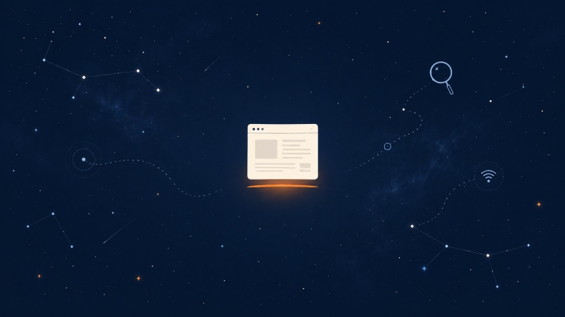 Website floating in space