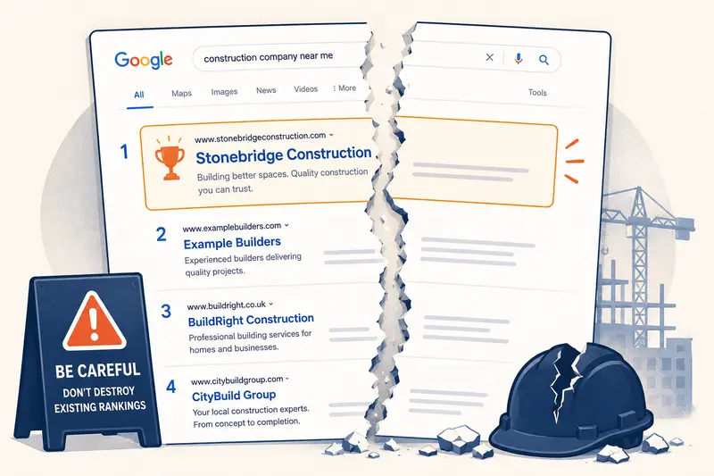 Organic SERP results, torn in half